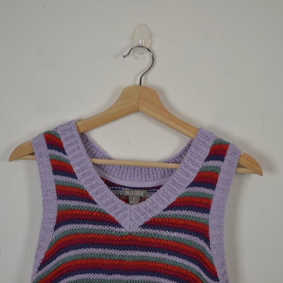 Falls Creek Sleeveless Crochet Knit Pullover Womens S Preppy Knit Sweater Tank - Picture 3 of 8